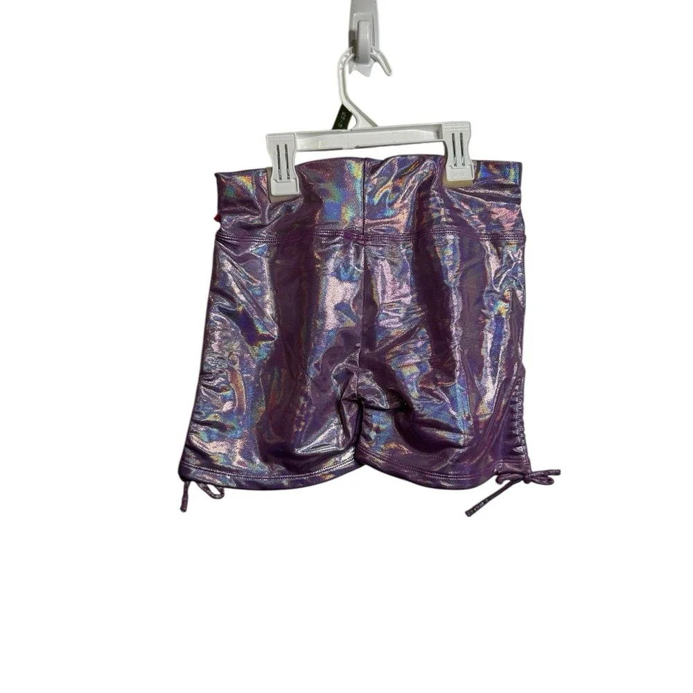 justice‎ girls purple shiny glitter purple dance gym shorts size XL 16 18